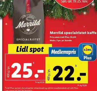 Lidl Merrild specialristet kaffe tilbud