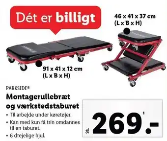 Lidl Montagerullebræt og værkstedstaburet tilbud