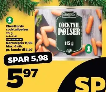 Netto Chestfords cocktailpølser tilbud