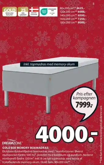JYSK GOLD B30 MEMORY BOXMADRAS tilbud