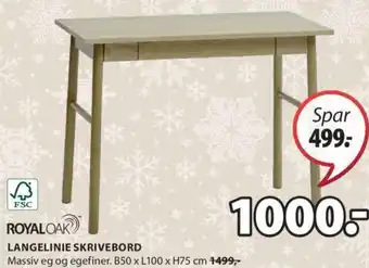 JYSK LANGELINIE SKRIVEBORD tilbud