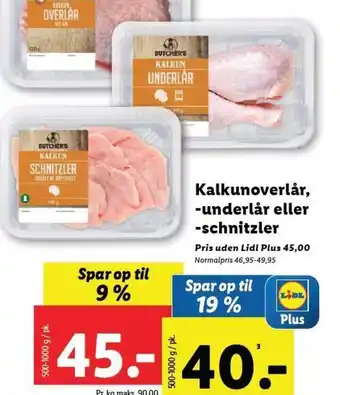 Lidl Kalkunoverlår, -underlår eller -schnitzler tilbud