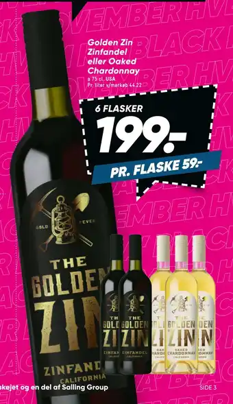 Bilka Golden zin zinfandel eller oaked chardonnay tilbud