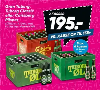 Bilka Grøn tuborg, tuborg classic eller carlsberg pilsner tilbud
