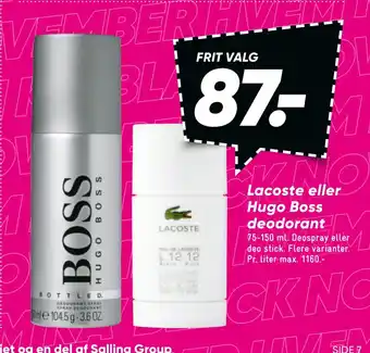 Bilka Lacoste eller hugo boss deodorant tilbud