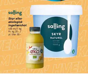 Bilka Skyr eller økologisk ingefærshot tilbud