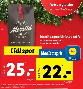 Lidl Merrild specialristet kaffe tilbud