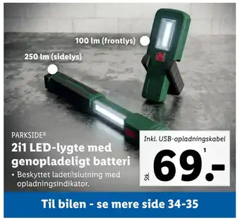 Lidl 2i1 led-lygte med genopladeligt batteri tilbud