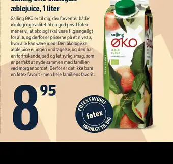 Føtex Salling øko økologisk æblejuice, 1 liter tilbud