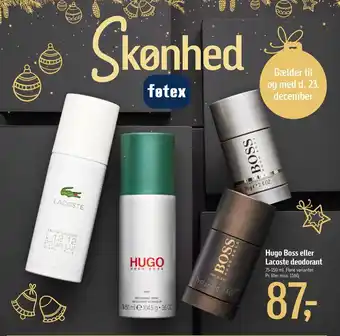 Føtex Hugo boss eller lacoste deodorant tilbud