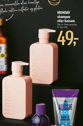 Føtex Monday shampoo eller balsam tilbud
