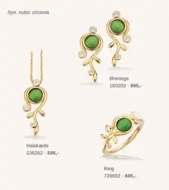 Scrouples Jewellery Forgyldt sølv - øreringe, halskæde eller ring - grøn tilbud