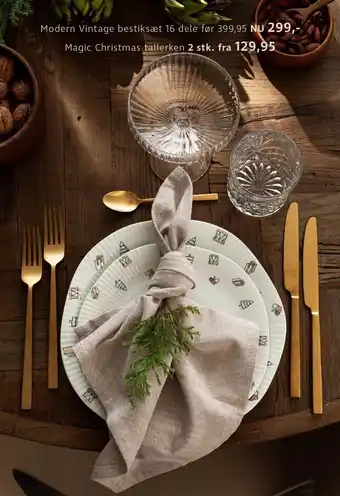 Sinnerup Modern vintage bestiksæt 16 dele eller magic christmas tallerken 2 stk tilbud