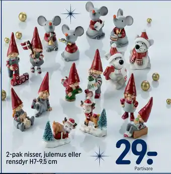 REMA 1000 2-pak nisser, julemus eller rensdyr h7-9,5 cm tilbud