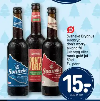 REMA 1000 Svaneke bryghus julebryg, don't worry alkoholfri julebryg eller mørk guld jul tilbud
