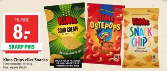 SPAR Kims chips eller snacks tilbud