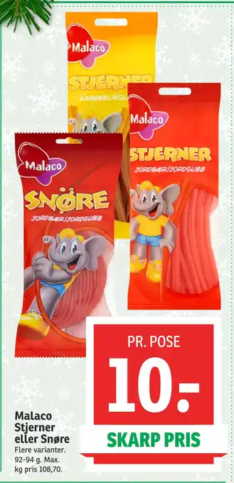 SPAR Malaco stjerner eller snøre tilbud