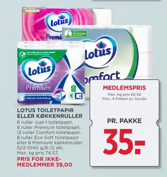 MENY Lotus toiletpapir eller køkkenruller tilbud