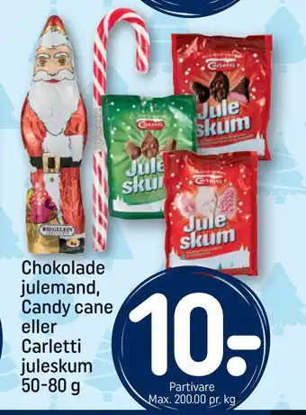 REMA 1000 Chokolade julemand, candy cane eller carletti juleskum tilbud