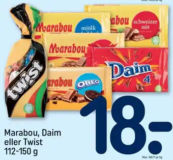 REMA 1000 Marabou, daim eller twist 112,150 g tilbud