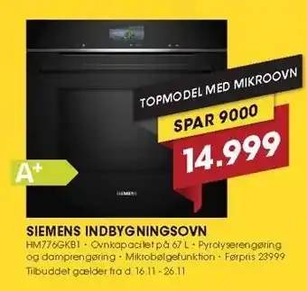 Punkt1 Siemens indbygningsovn tilbud