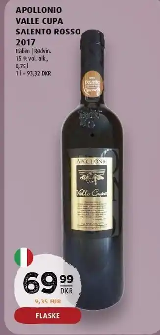 Scandinavian Park Apollonio valle cupa salento rosso 2017 tilbud