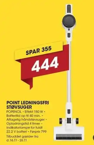 Punkt1 Point ledningsfri støvsuger tilbud