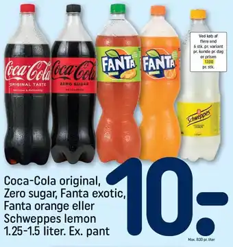 REMA 1000 Coca-cola, fanta eller schweppes 1,25-1,5 liter tilbud