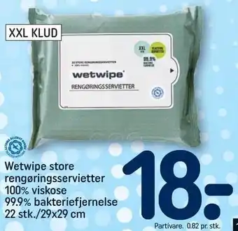 REMA 1000 Wetwipe store rengøringsservietter 100% viskose 99,9% bakteriefjernelse tilbud