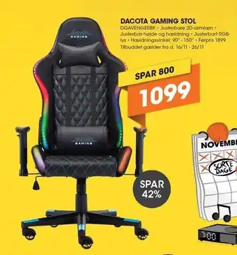 Expert Dacota gaming stol tilbud