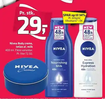 Fleggaard Nivea Body creme, lotion el. milk tilbud