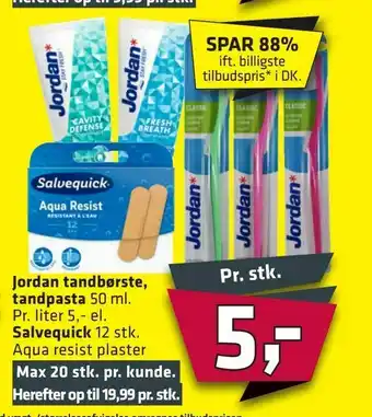 Fleggaard Jordan tandbørste, tandpasta, Salvequick tilbud