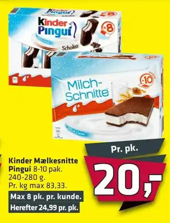 Fleggaard Kinder Mælkesnitte Pingui tilbud