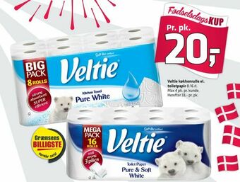 Fleggaard Veltie køkkenrulle el. toiletpapir tilbud