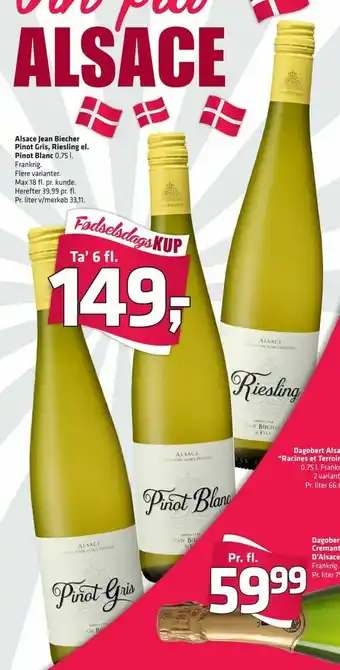 Fleggaard Alsace Jean Biecher Pinot Gris, Riesling el. Pinot Blanc tilbud