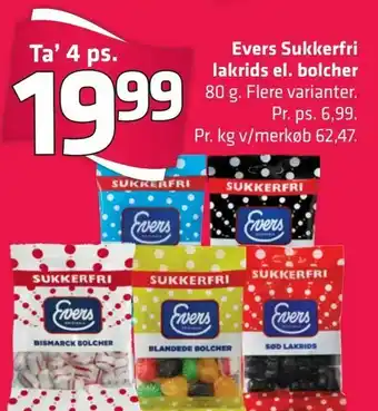 Fleggaard Evers Sukkerfri lakrids el. bolcher tilbud