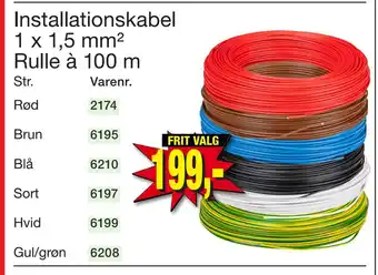 Harald Nyborg Installationskabel 1 x 1,5 mm2 rulle à 100 m tilbud
