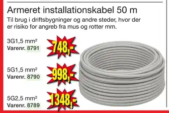 Harald Nyborg Armeret installationskabel 50 m tilbud
