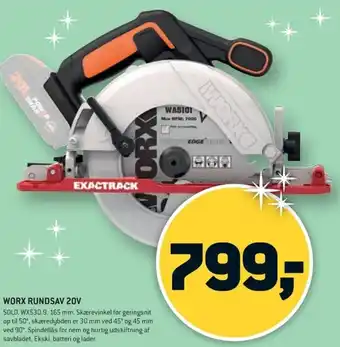 XL-BYG WORX RUNDSAV 20V tilbud