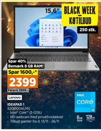 Power Lenovo bærbar pc tilbud