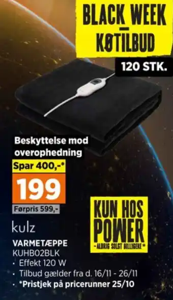 Power Kulz varmetæppe tilbud