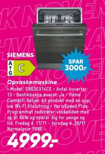Bilka Siemens opvaskemaskine tilbud