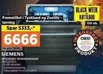 Power Siemens integreret opvaskemaskine tilbud