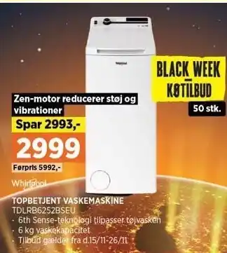 Power Whirlpool topbetjent vaskemaskine tilbud