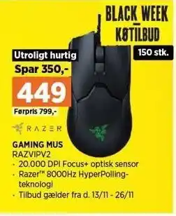 Power Razer gaming mus tilbud