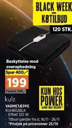 Power Varmetæppe tilbud