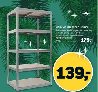 XL-BYG WORK>IT STÅLREOL 5 HYLDER tilbud