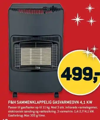 F&H SAMMENKLAPPELIG GASVARMEOVN 4,1 KW