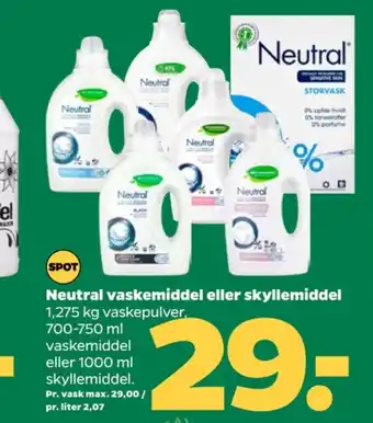 Netto Neutral vaskepulver tilbud