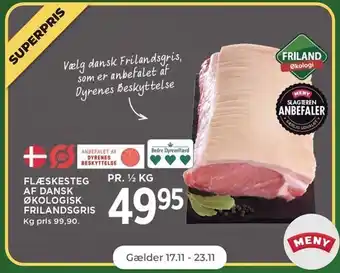 Netto Flæskesteg af dansk økologisk frilandsgris, pr. ½ kg tilbud
